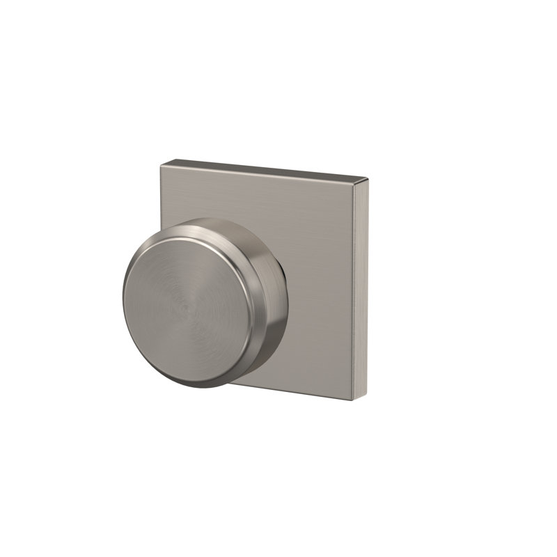 Bowery Double Dummy Knob with Collins Trim, Satin Nickel