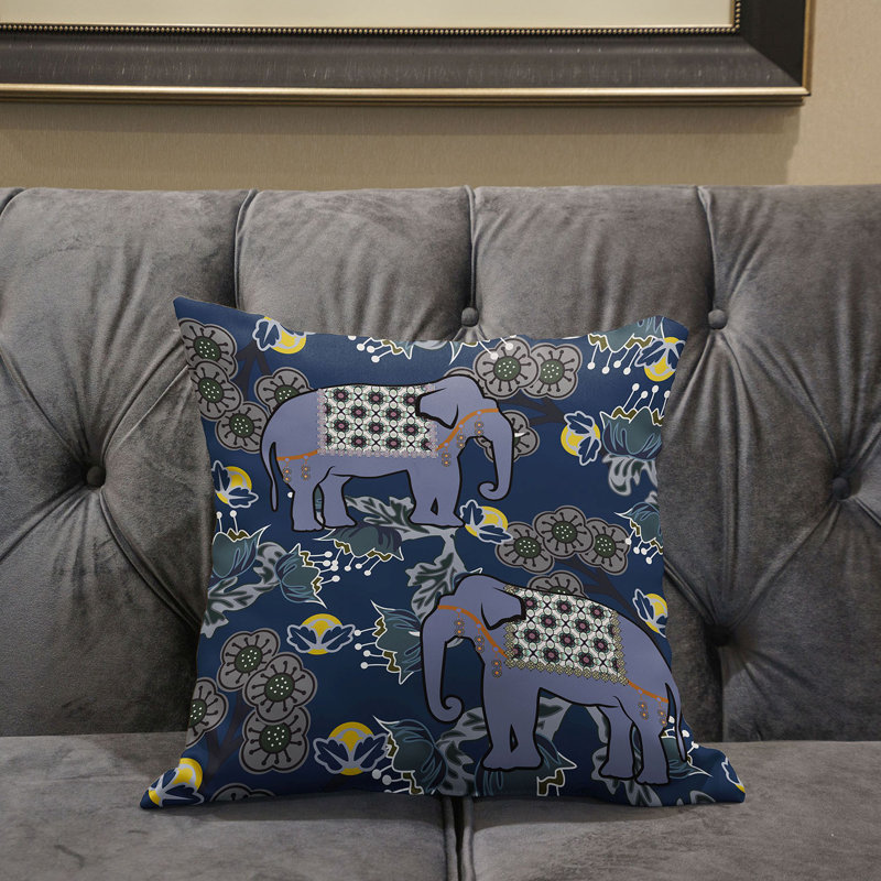  Housse de coussin en polyester pour l'intérieur et l'extérieur, 18 po x 18 po, Gris / bleu / brun