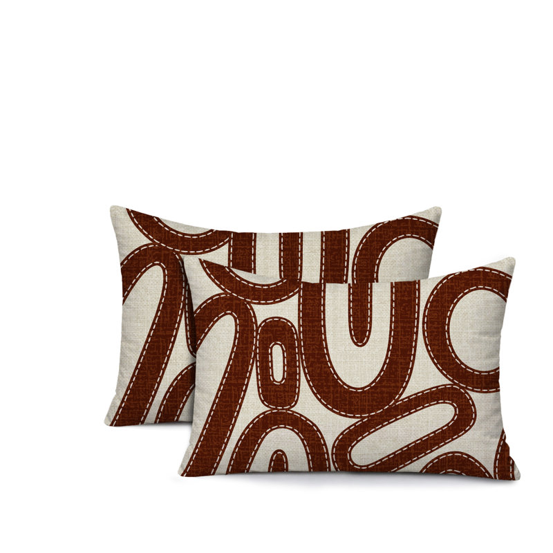 Oreiller réversible intérieur / extérieur Dina Tribal, 25 x 18, Brun
