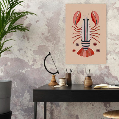 Decorative Red Lobster Abstract Modern Contemporary Lobster Ocean Wildlife Wall Art