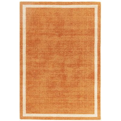 Anwitha Bordered Handmade Orange Area Rug