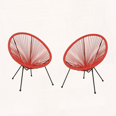 Ensemble de 2 chaises à panier avec hamac tissé - silhouette moderne, structure en acier