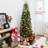 6'/7.5' H Slender Green Realistic Artificial Spruce Christmas Tree w/ LED Lights-34732304