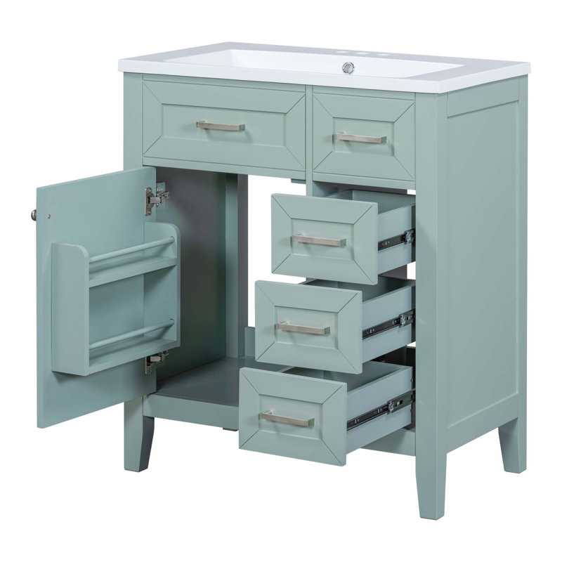 Ensemble de meuble-lavabo 30 po avec lavabo, armoire de salle de bain avec tiroirs, structure solide et panneau de fibres à densité moyenne