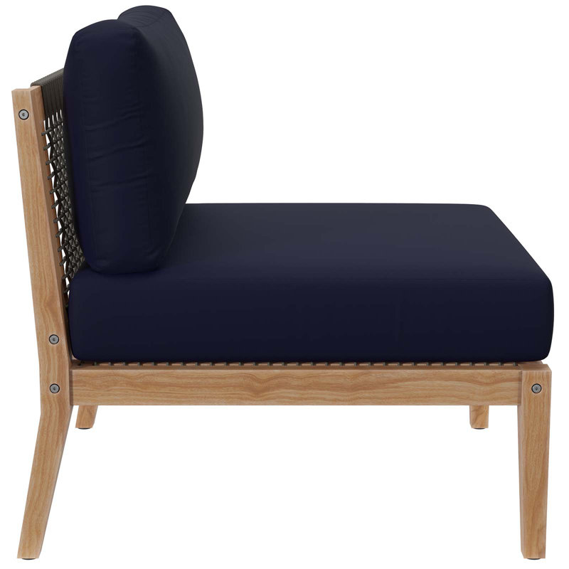Clearwater Teak Wood 4-Piece Navy Outdoor Sectional Sofa