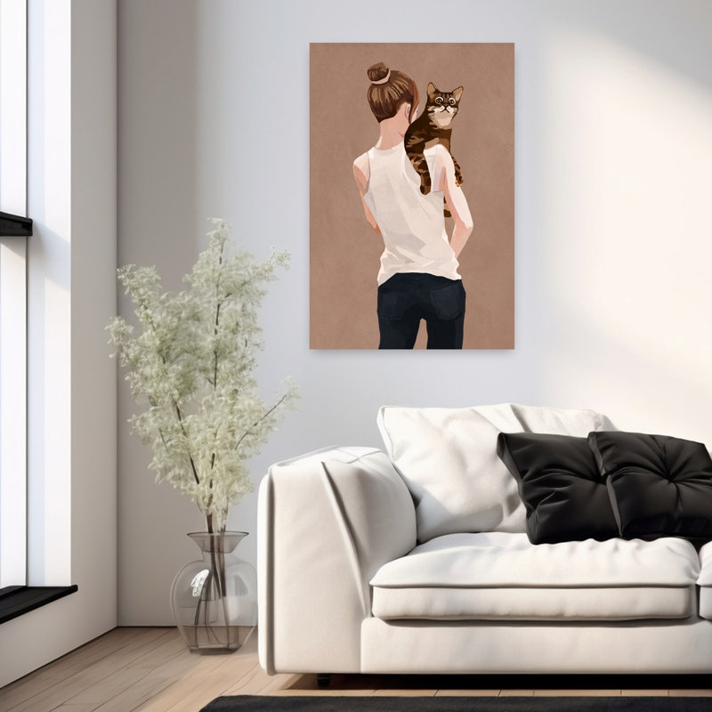 Art mural contemporain contemporain fantaisiste, H 36 po x l 24 po