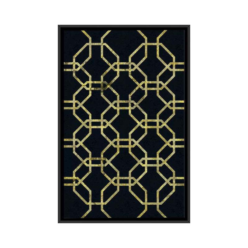 « geometric dialogue », impression sur toile, H 26 po x l 18 po x P 1,5 po, Toile avec cadre noir, Pas de tapis