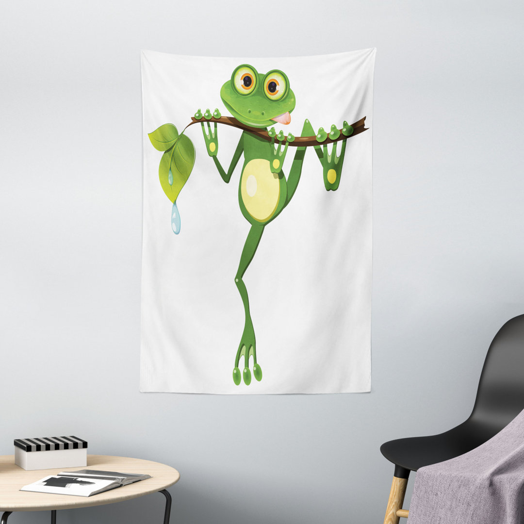 Wandbehang Kleiner Frosch auf Ast des Baumes im Regenwald Natur Dschungel Leben Kunst Erde