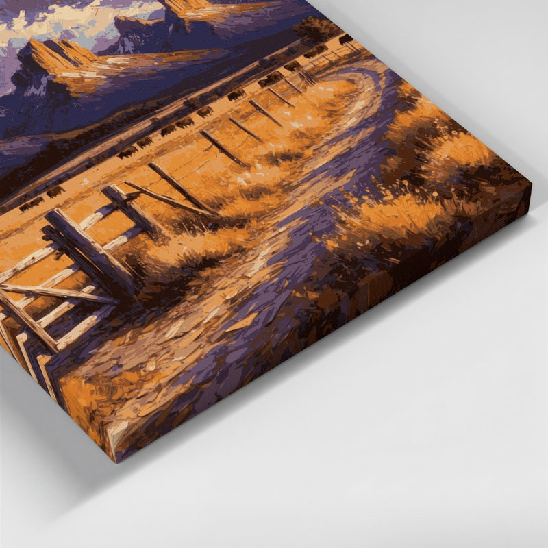 Art mural sur toile noir Southwestern Cowboy Western Ranch 92, H 24 po x l 36 po
