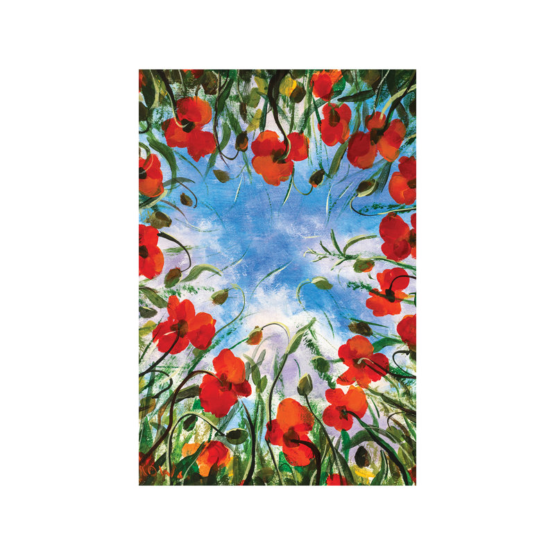 Heart Of Poppies Flowers - Wrapped Canvas Painting, 66.04 cm H x 45.72 cm W x 3.175 cm D