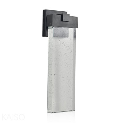 18"(H) 1-Pack 12w Modern Outdoor Wall Light Fixture, Weatherproof Led Wall Sconce With Bubble Crystal, Black Finish, Up And Down Lighting For Porch, Patio, And Garden