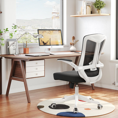 Chaise de bureau ergonomique pour la maison avec support lombaire réglable, chaise d'ordinateur pivotante à haut dossier, chaise de bureau en filet respirant, roues silencieuses en polyuréthane, chaise de travail à accoudoirs rabattables, jusqu'à 450