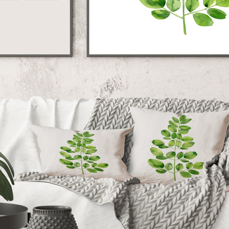 Rectangle, branche d'arbre tropical Moringa - coussin décoratif imprimé maison de campagne