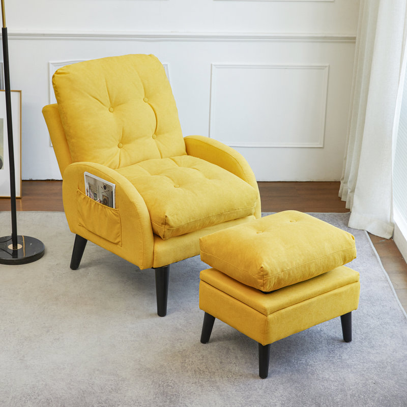 Méridienne et repose-pieds Senga, Polyester jaune