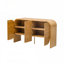 Buffet avec rangement, buffet en bois à bord arrondi, crédence rétro à 4 portes avec tablettes réglables pour le salon et la cuisine-2132132892