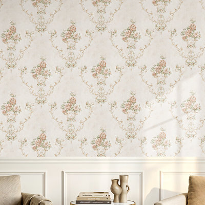 Vintage Non-Pasted Non-Woven 3D Embossed Wallpaper Roll