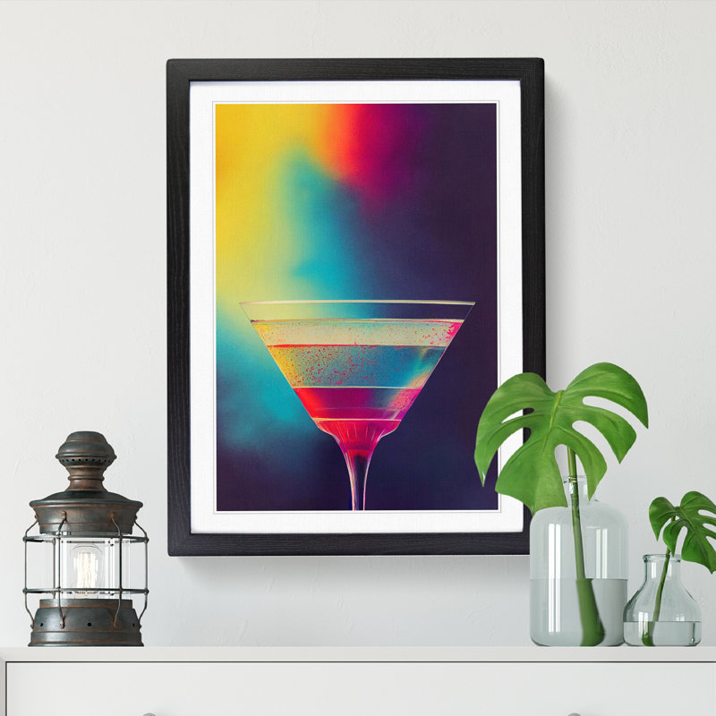 Cocktail Hydrodipped - Single Picture Frame Print, 46cm H x 34cm W, Black Framed