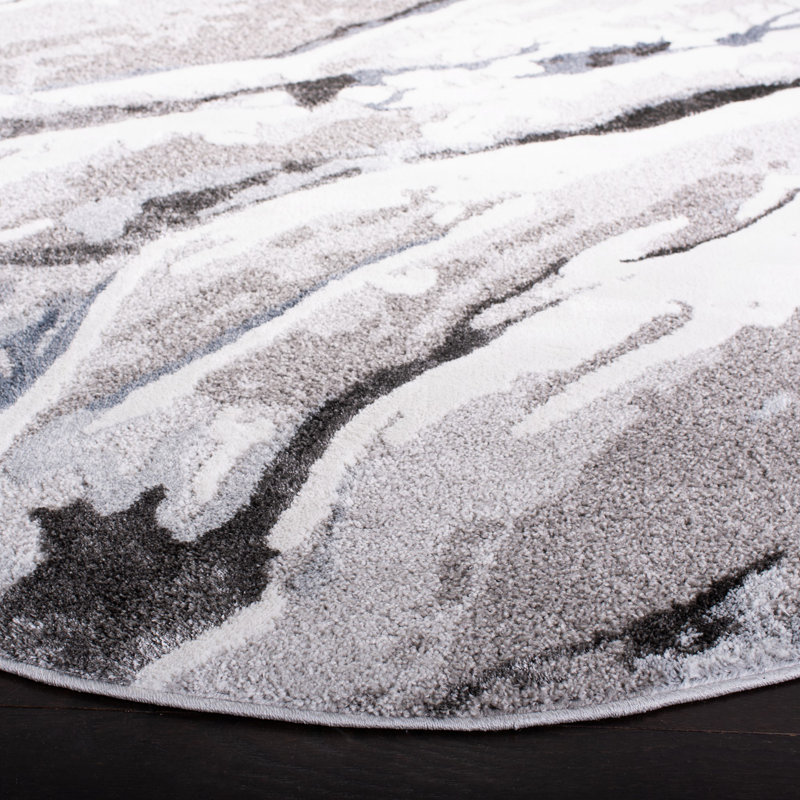 Awais Abstract Area Rug in Grey/White/Black, Runner 2' x 11'