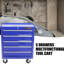 Chariot à outils d'atelier 5 tiroirs avec glissières à roulement et serrure, verrou d'armoire à tiroir bleu 4 roues pour le garage, lueur-963457832