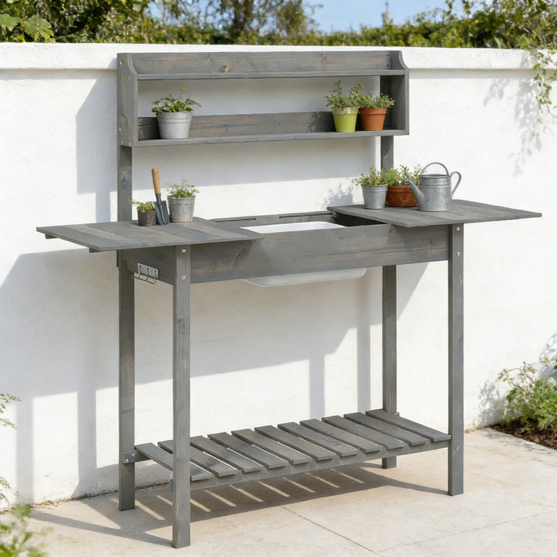 Manufactured Wood Potting Bench, Grey