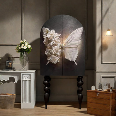 French-style Roman column wooden wardrobe