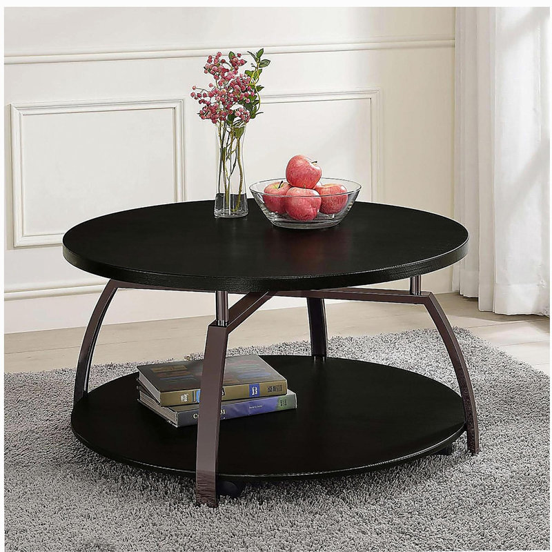 Table basse ronde en nickel foncé et gris foncé