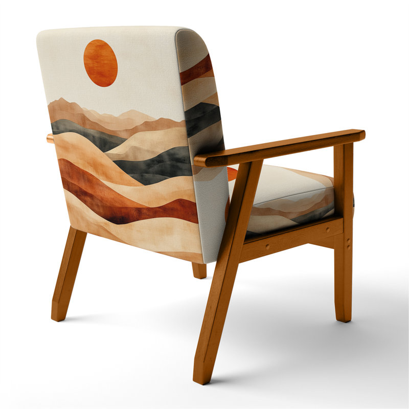 Chaise rembourrée Desert - Chaise avec accoudoirs Desert Dunes in Ochre, Accoudoirs carrés bruns
