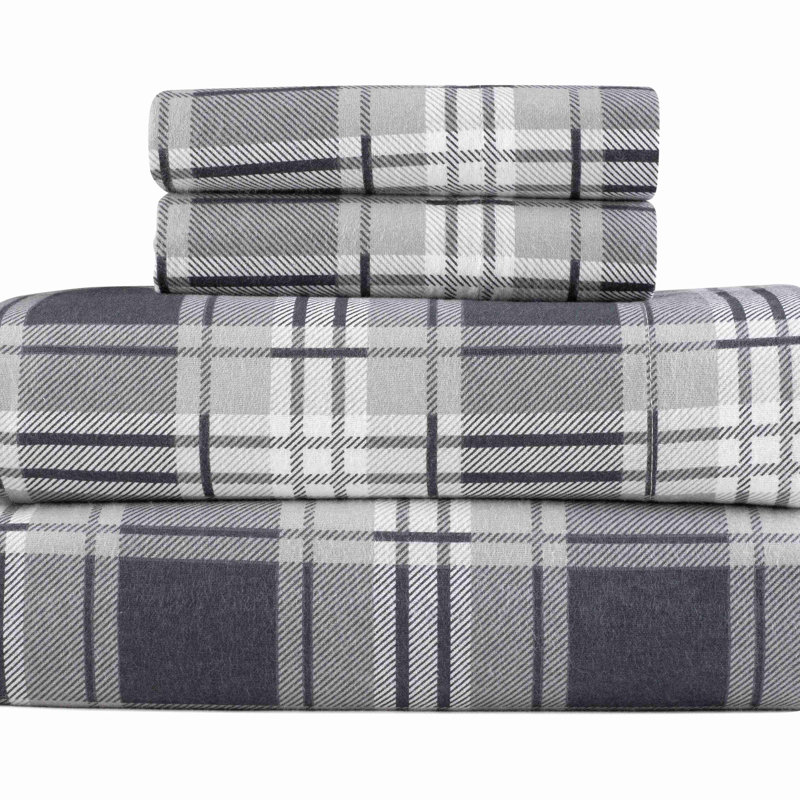 Ensemble de draps 100% flanelle de coton Kathy Ireland, Ensemble de draps pour lit simple avec un drap-hou