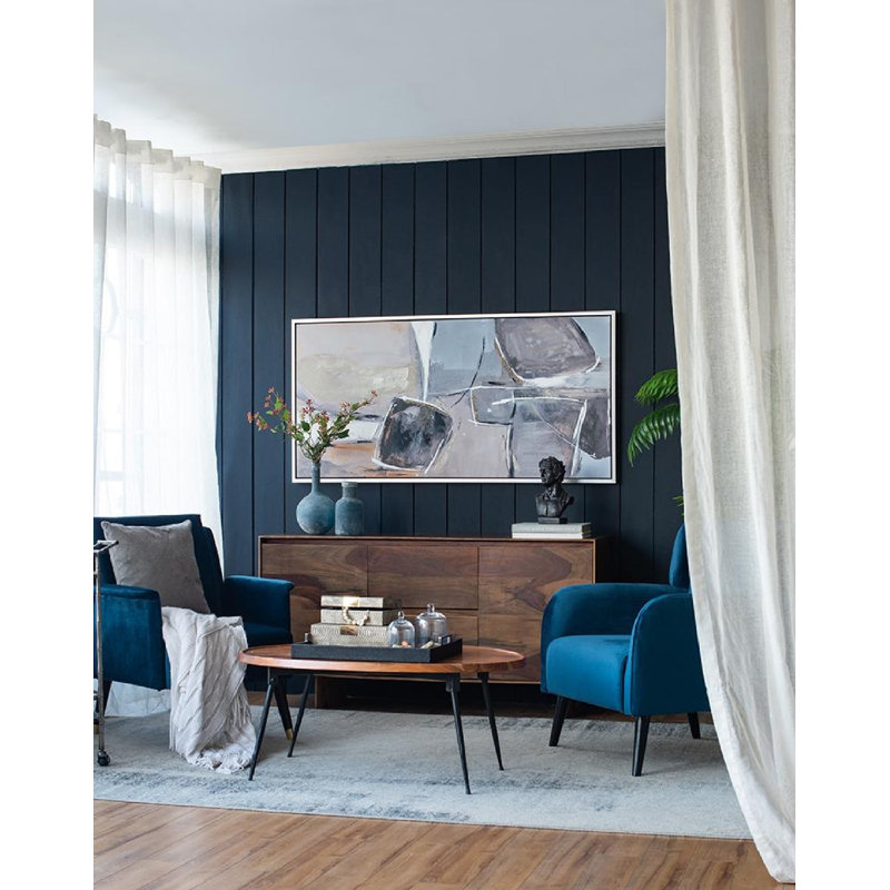 Ice Island Beige and Gray Abstract Canvas Painting