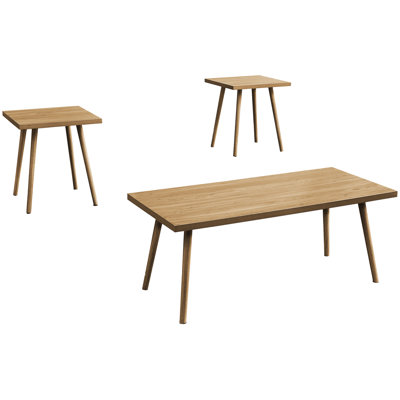 Contemporary, 3pcs, Table , Walnut Laminate, Coffee Tables, End Living Room, Finish 3pcs Modern, Table, Solid Wood Legs, Easy To Assemble, Thick Panel
