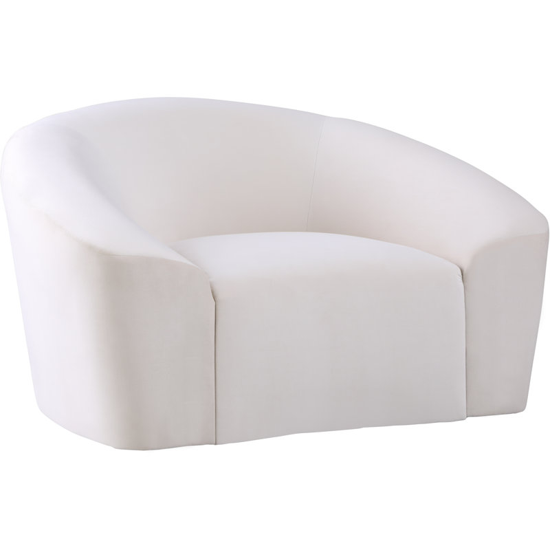 Alaw Velvet Barrel Chair, Cream Velvet