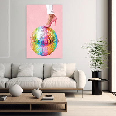 «Pink Heel Disco Style Colorful Elegant Vibrant», art mural