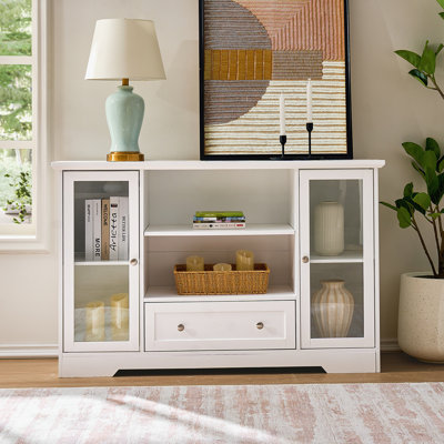 Denault Modern Farmhouse Sideboard with Glass Doors & Drawer