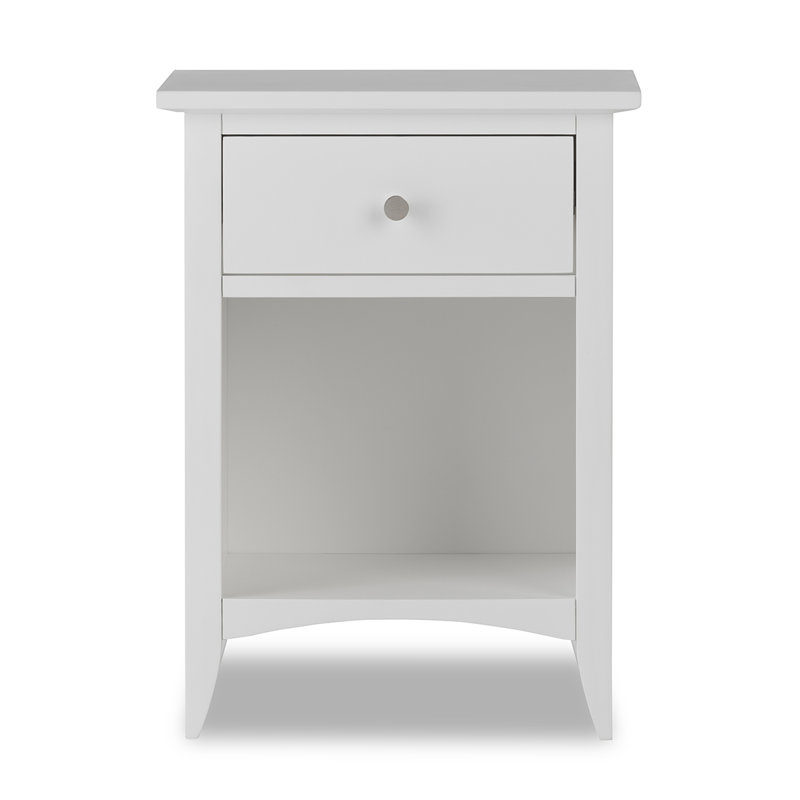 45 cm W Solid Wood Bedside Table, White