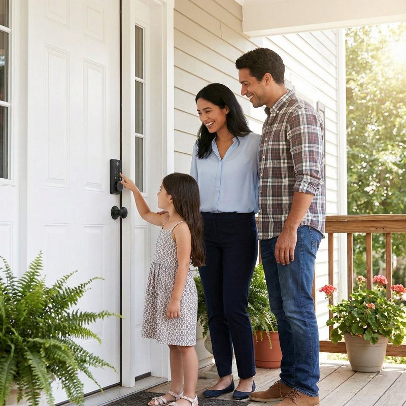 Serrure intelligente de sécurité, serrure de porte à empreinte digitale pour la porte d'entrée avec 2 clés, installation facile, télécommande de l'application, verrouillage automatique (poignées non incluses)