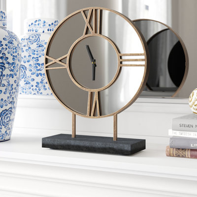 Traditional Roman Numeral Quartz Movement / Crystal Tabletop Clock in