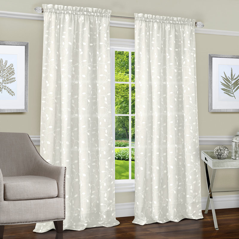 Clancy Semi Sheer Curtain Single Panel, 50" W x 84" L, Ivory