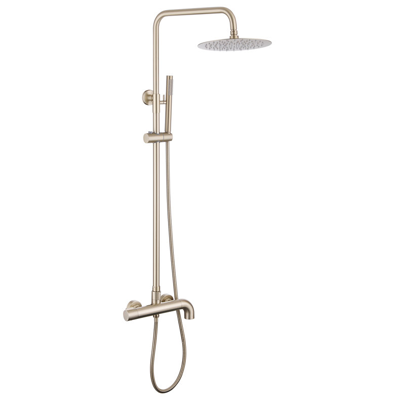 Robinet de baignoire et douche 3 fonctions, pomme de douche à pluie 9 po avec douchette et robinet de baignoire pivotant à 180 ° avec valve brute