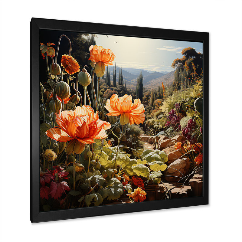 «Garden Reverie Blooms», reproduction sur toile, Cadre simple noir, H 36 po x l 36 po x P 1,5 po