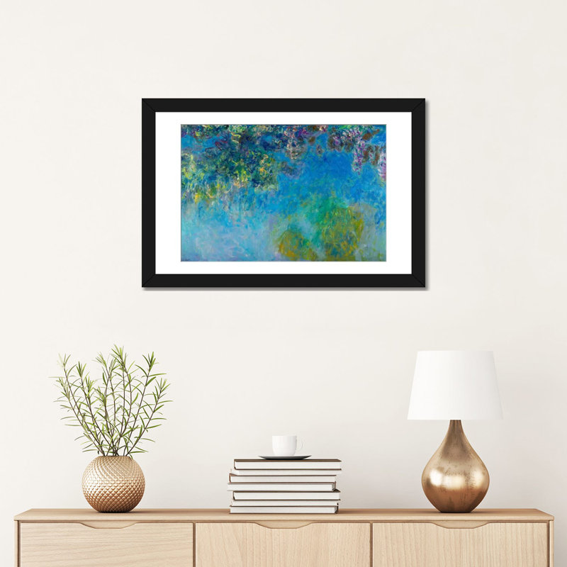 «Wisteria», reproduction sur toile, H 16 po x l 24 po x P 1 po, Papier avec cadre noir, Blanc