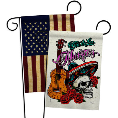Double Sided 18.5 in. H x 13 in. W Polyester Day of the Dead Garden flag