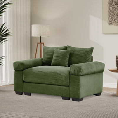 54.3" Oversized Corduroy Armchair With Pillows