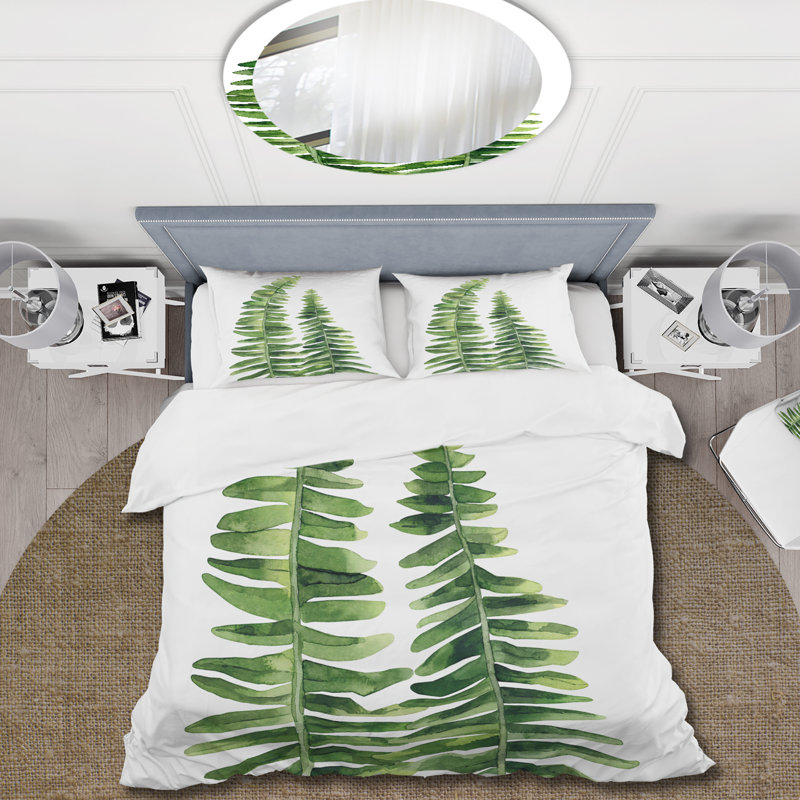 Fern Leaves Détail IV - Ensemble de housse de couette Farmhouse - Microfibre de polyester