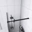 Porte de douche fixe l 34 po x H 72 po, verre trempé dégradé noir de 1/4 po avec barre de support en acier inoxydable pour salle de bain de plain-pied, noir
