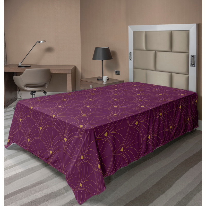 Polyester Floral Flat Sheet, Plum/Sand Brown, Twin Flat Sheet