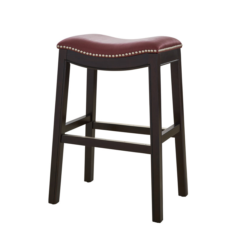 Hasitha Upholstered Counter Stool with Solid Wood Frame, Red, Counter Stool (25” Seat Height)