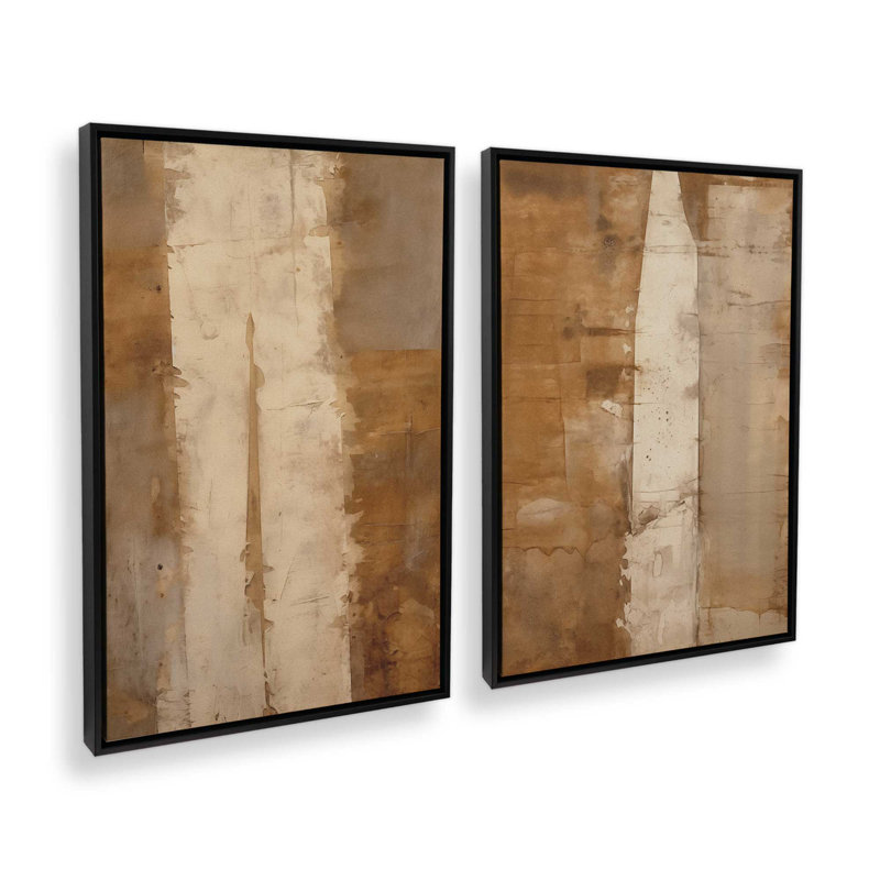 Ensemble de 2 impressions sur toile Sienna, Cadre flottant noir satiné, H 36,75 po x l 49,5 po x P 1,75 po