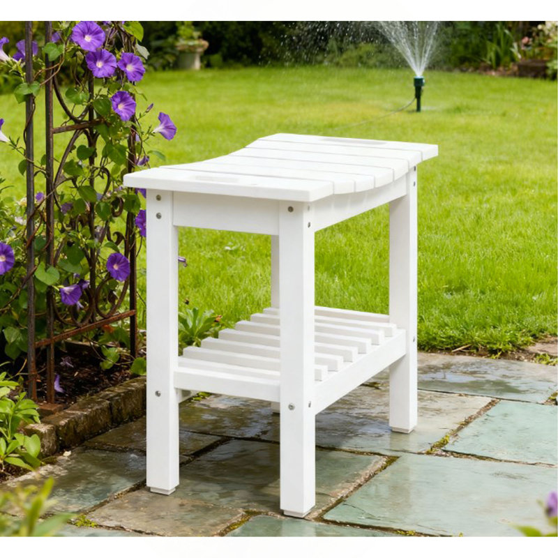 Shower Bench, Waterproof Shower Stool with Handle, Storage Shelf, Non-Slip Pads for Your Home, White