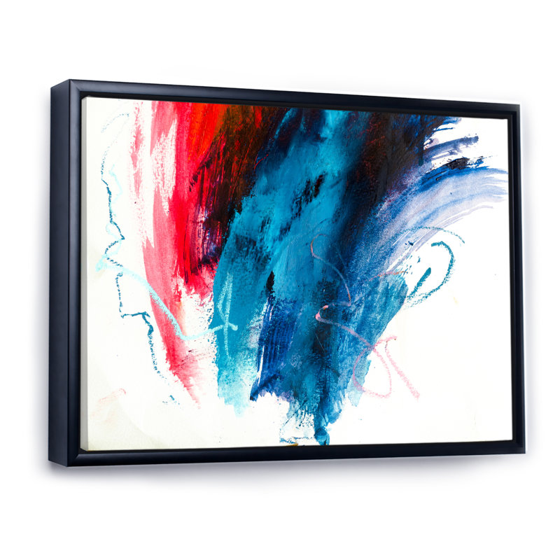 Bleu, vol de nouveau rouge - reproduction sur toile, H 8 po x l 12 po x P 1 po, Toile avec cadre flottant noir