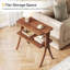 Table d'appoint 25,2 po en noyer étroit - table de bout à 2 niveaux pour petite maison de ferme avec pieds en bois massif, table d'appoint mince pour le salon, la chambre à coucher ou le vestibule, meuble peu encombrant avec tablette de rangement-2073384340